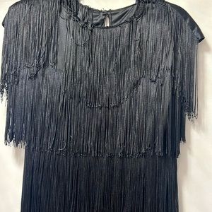 Short sleeve zip up fringed dress. Size 12-14